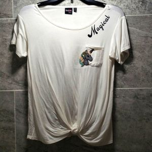 Short sleeve front tie shirt with unicorn